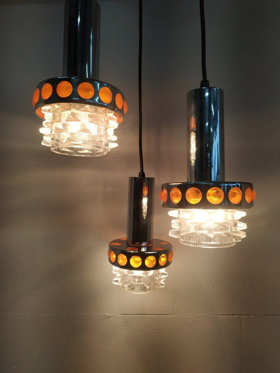 Image 1 of Vintage 60s/70s Massive/Raak cascade design pendant lamp (3 lamps)