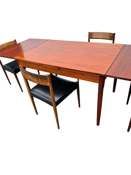Ensemble de salle à manger complète scandinave vintage en palissandre – Salles à manger complètes, Bois, Skaï (photo 2 of 10)