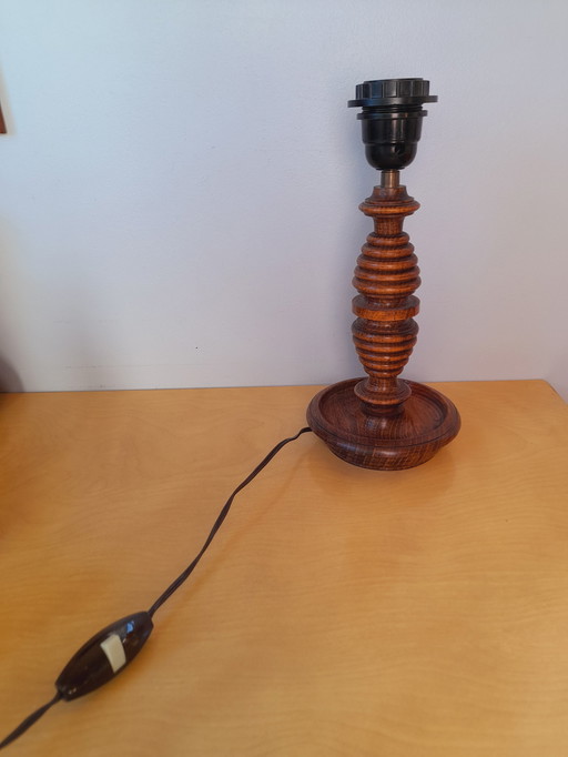 Gedraaide houten lampenvoet, 1970