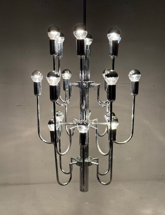 Image 1 of Mid-century chrome Sputnik chandelier by Gaetano Sciolari, Italy, 1970s