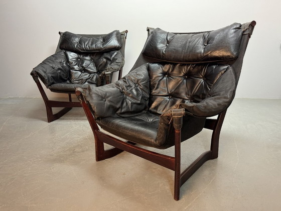 Image 1 of Design Mid-Century, set di 2, sedie a sdraio “Trega” di Tormod Alnæs per Sørlie Møbler, Norvegia, anni '70