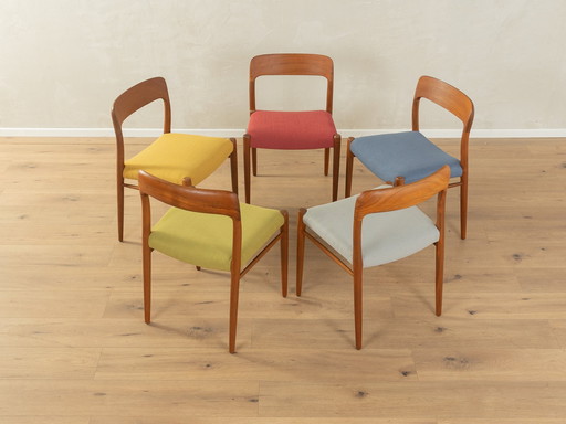 5x Chaises de salle à manger Modèle 75, Niels O. Møller