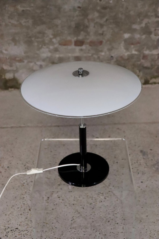 Image 1 of IKEA – Solist – Vintage Mushroom Desk lamp – B8802 – Black – Opal Glass