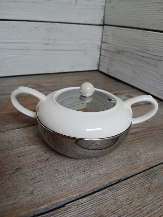 Benraad Teapot, Cream Jug and Sugar Bowl, 1950s. – Tableware, Ceramic, Metal (photo 4 of 16)