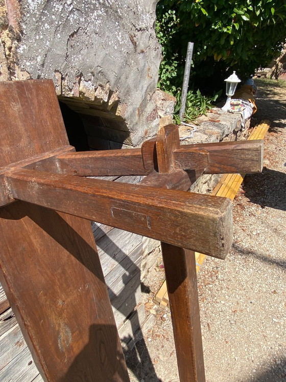 Image 1 of Panca da fattoria in rovere massello, 140 cm, per un tavolo rustico da fattoria anni '50