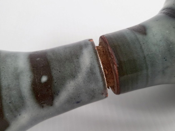 Image 1 of Vintage likeurfles uit de jaren 60 met kattenmotief, keramiek, jaren 60, zie handtekening.