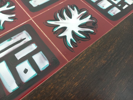 Image 1 of Table basse ronde modulable en table à manger “monte et baisse” vintage Guillerme et Chambron en chêne massif et céramique