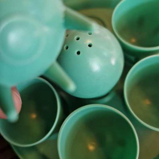 Image 1 of Juego de hueveras de baquelita años 50 juego de hueveras verde menta años 50