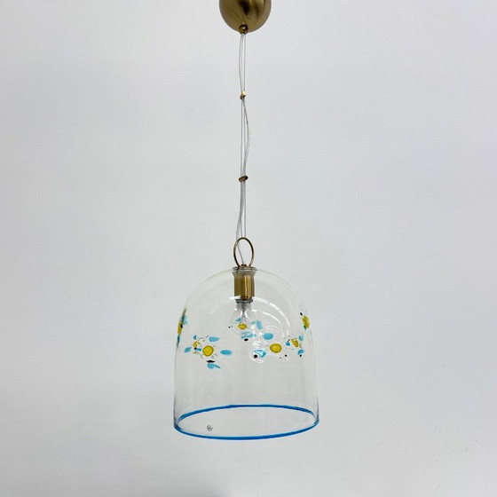 Image 1 of Mid-century design La Murrina glass hanging lamp flowers , 1970s , Italy
