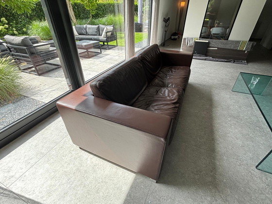 Image 1 of Poltrona Frau Massimo 3-Sitzer Sofa aus Kalbsleder dunkelbraun