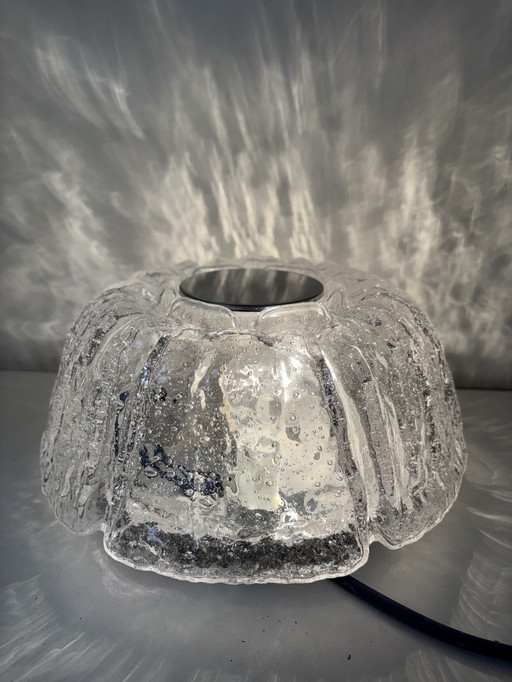 Vintage ice glass ceiling lamp by Glashütte Limburg, designed by Helena Tynell in the 1960s or 70s