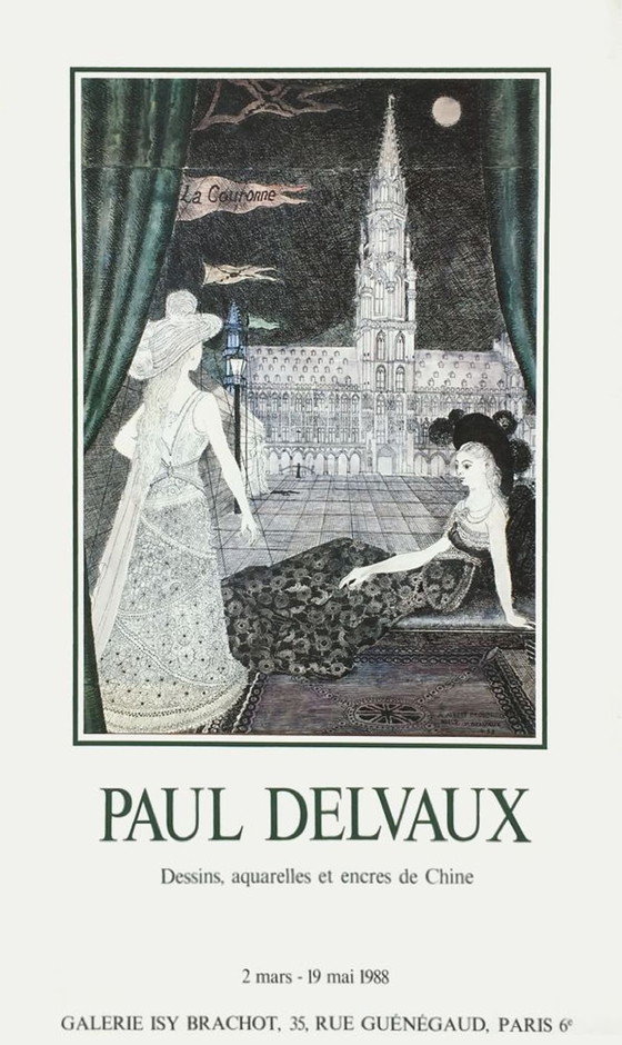Image 1 of Paul DELVAUX Expo 88 – Plakat der Galerie Isy Brachot 1988