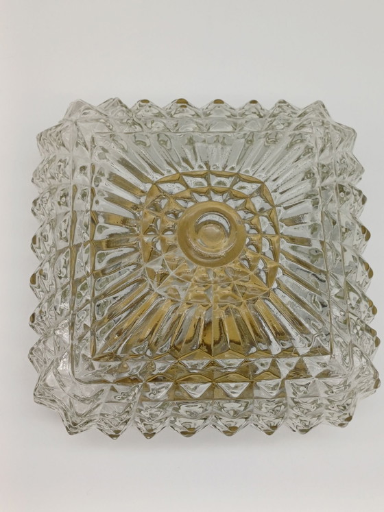 Plafoniera vintage, Illuminazione, Vetro, Metallo, Dorato (foto 6 di 10)
