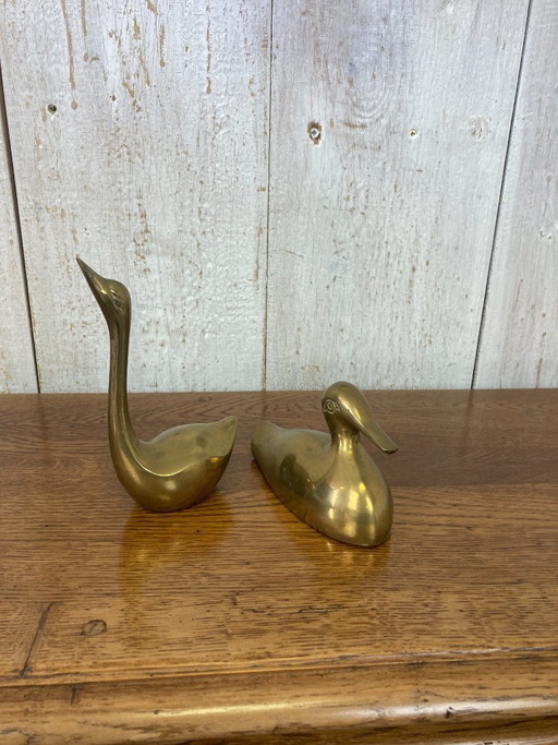 Coppia di anatre di ottone