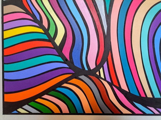 Image 1 of Movements Part 2 - œuvre d'art abstraite hypnotique de Franklin van Dam (95 x 95 cm, acrylique sur MDF)