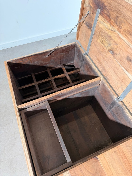 Coffre de rangement en teck avec casier à vin intégré – Meuble bar, Wood (photo 5 of 6)