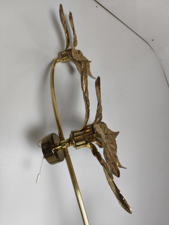 Willy Daro Gouden Hollywood Regency Florale Wand- of Plafondlamp jaren 70 – Massive, Wandlampen, Brass (photo 9 of 10)