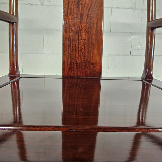 Image 1 of Set of Vintage Cherry Wood Chinese Armchairs / Asian / Bohemian Dining Table Chairs