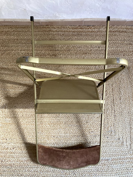 Image 1 of Silla de ópera plegable de metal dorado, década de 1960-1970