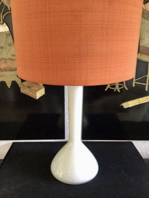 Vintage Kastrup Holmegaard Tischlampe mit Leinenschirm