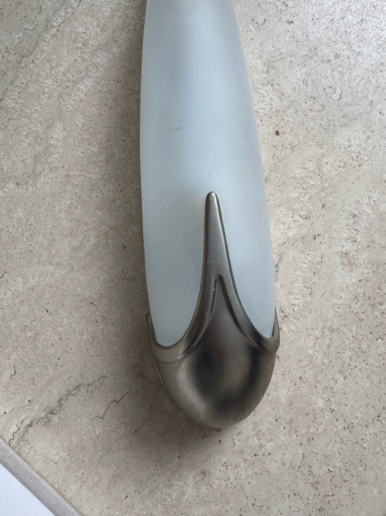 Vintage Art Deco Wall Light | 80s | Frosted Glass, Kemner, Metal, Silver (photo 3 of 9)