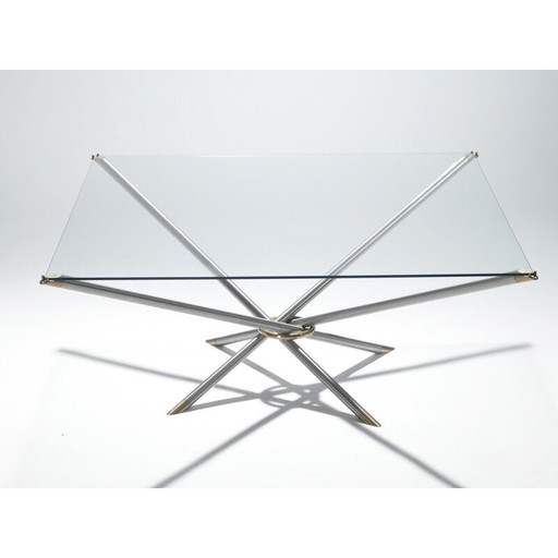 Table basse vintage en bronze et laiton, 1970