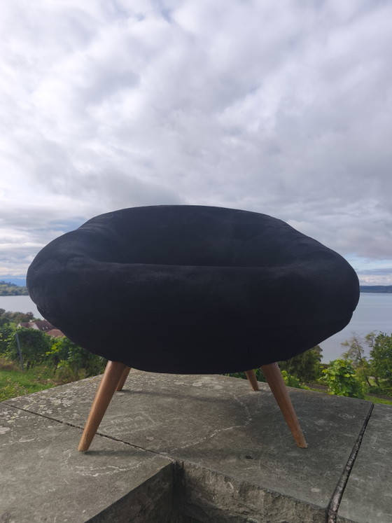 Zeldzame Oscar Niemeyer Fauteuil jaren 50 Braziliaans Design – Velvet, Wood (photo 2 of 10)