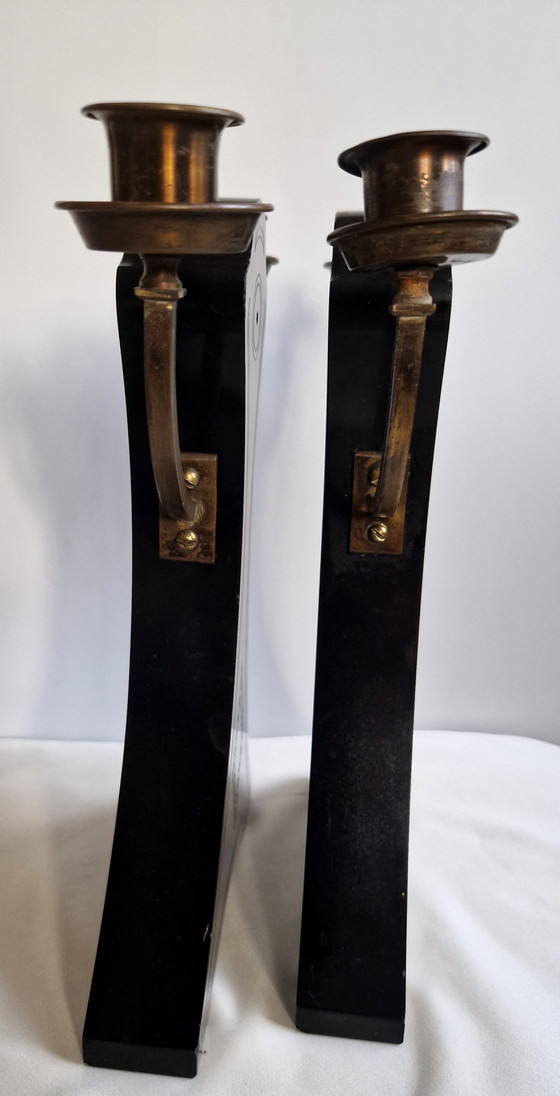 Image 1 of Candelieri in marmo Art Déco con accenti dorati