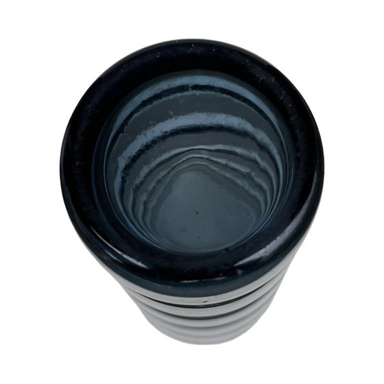 Image 1 of Smoked glass vase with gold stripe decoration, 1960s/1970s.