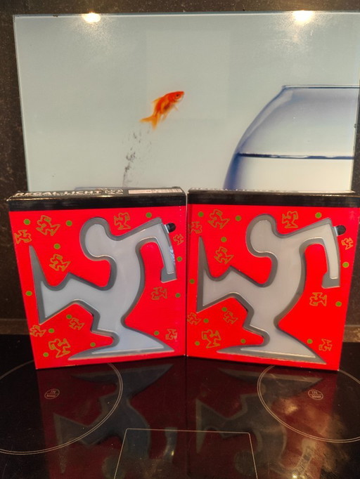 La Linea - Lamp after Osvaldo Cavandoli, Keith Haring - Set 2 Pieces 1990