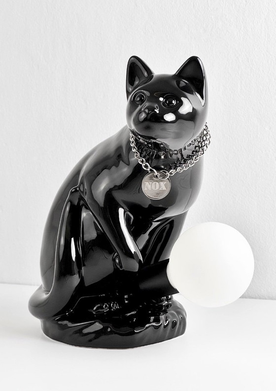 Image 1 of "NOX" table lamp by "neo" Handmade / Stoneware / Black Gloss / Limited Edition