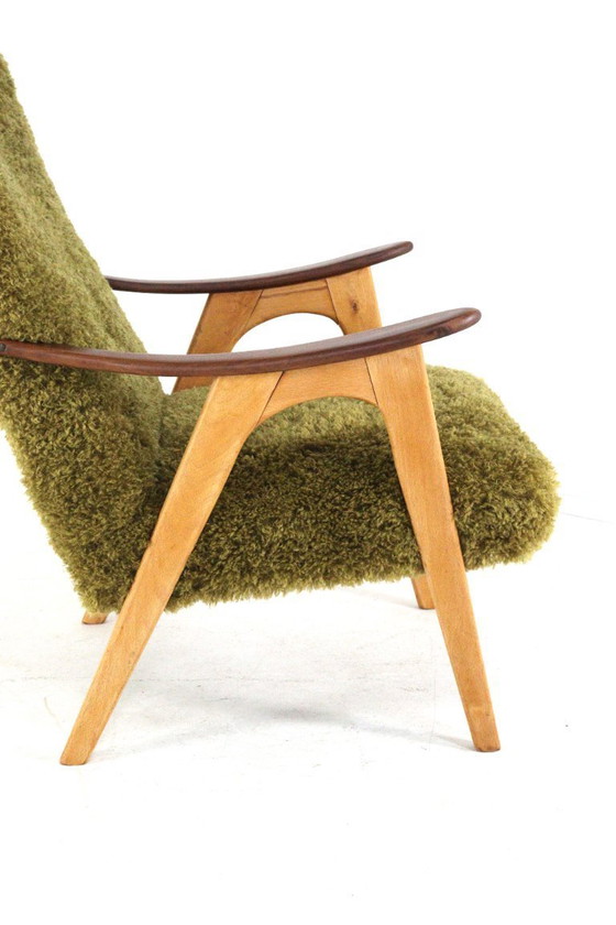 Image 1 of Two tone doodle fauteuil 'Wing' vintage gestoffeerd 