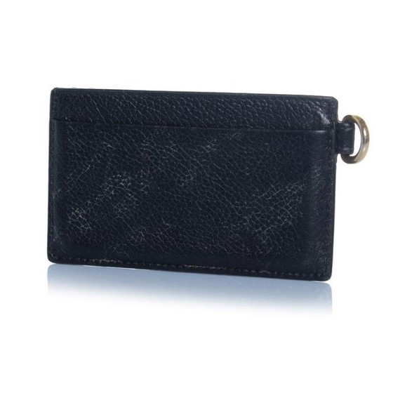 Image 1 of Balenciaga, black leather card holder with key ring
