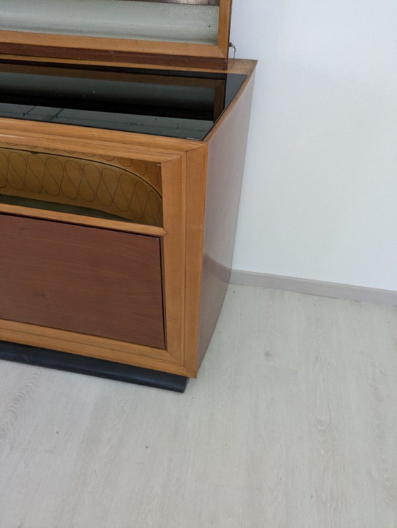 Image 1 of Dassi - Vittorio Dassi - Sideboard with mirror - Crystal, Wood, Brass - Sideboard with mirror