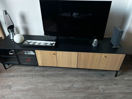 Image 1 of TV sideboard bench IKEA BOASTAD black/oak veneer