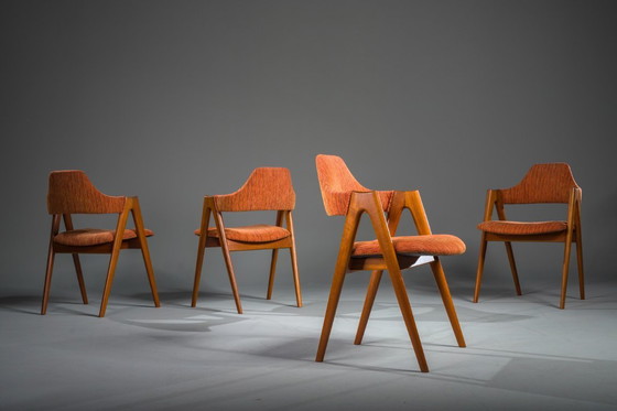 Image 1 of Dänische Kompass-Esszimmerstühle von Kai Kristiansen, 1960er Jahre, Satz 4