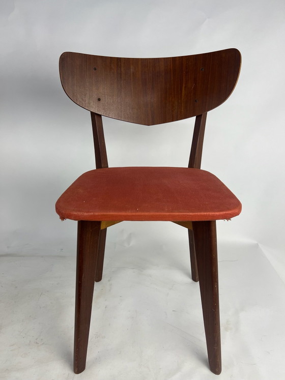 Sedie da pranzo vintage mid-century set 2x anni '50/'60 – Tessile, Legno (photo 2 of 6)