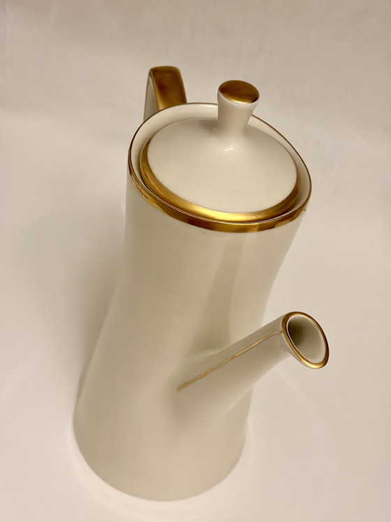 Image 1 of Vintage witte en gouden porseleinen koffiepot – Cérabel, Baudour