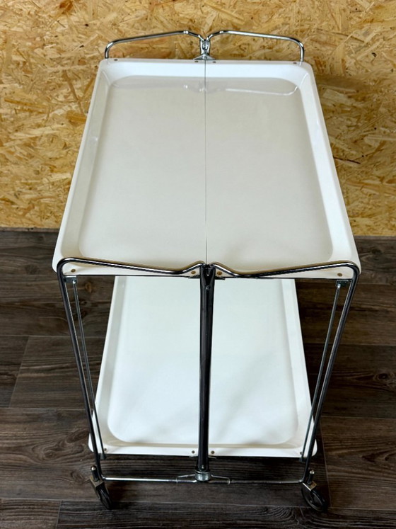 Image 1 of 1960s/70s Serving Trolley/Dinette Side Table, Space Age Design, Chrome/White
