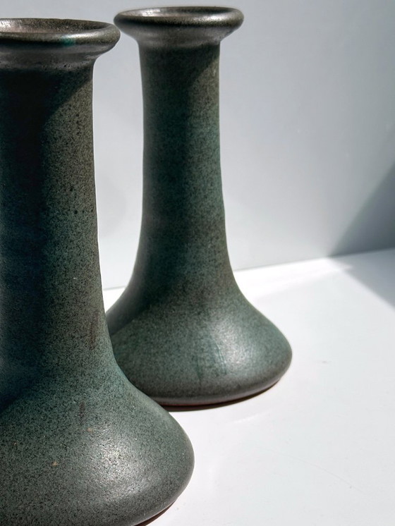 Image 1 of 2 candelieri vintage in ceramica anni '70, metà secolo, set di candelieri brutalisti Lava