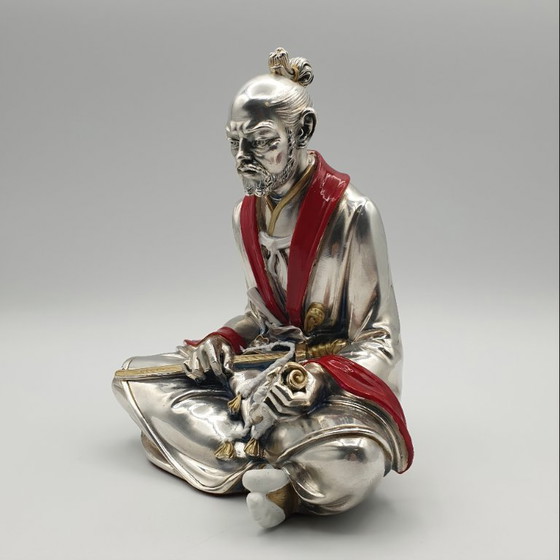 Image 1 of Vintage Arnaldo Giannelli 925 Zilveren Samurai Sculptuur (1984) – Italiaans Design