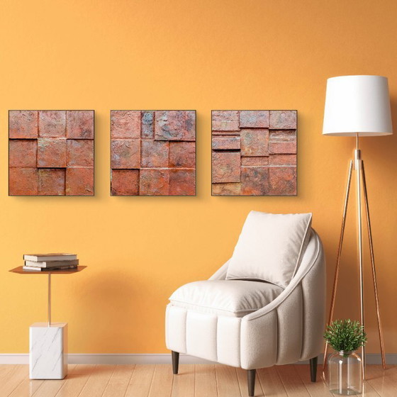 Image 1 of Modern Art Drieluik: Red Burning Earth