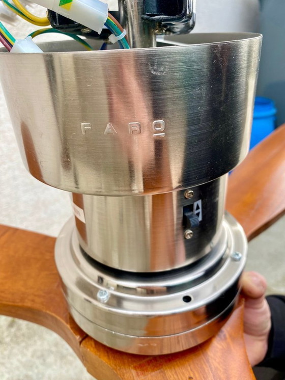 Image 1 of Faro Lantau brown/chrome ceiling fan with remote control