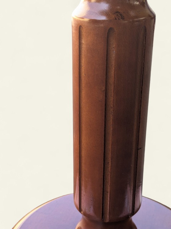 Image 1 of Rareté ! Support à plantes tourné à la main en bois véritable – Milieu du siècle, années 1960, jamais utilisé, décoration vintag