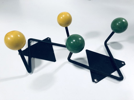 Image 1 of Vintage kapstokken - Staal & Hout - 1950