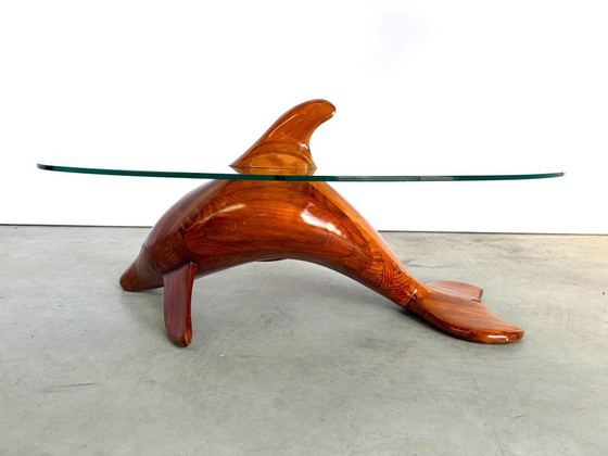 Polyte Solet Dolphin Coffee Table And Stools, 1990s – Glass, Wood (photo 9 of 16)