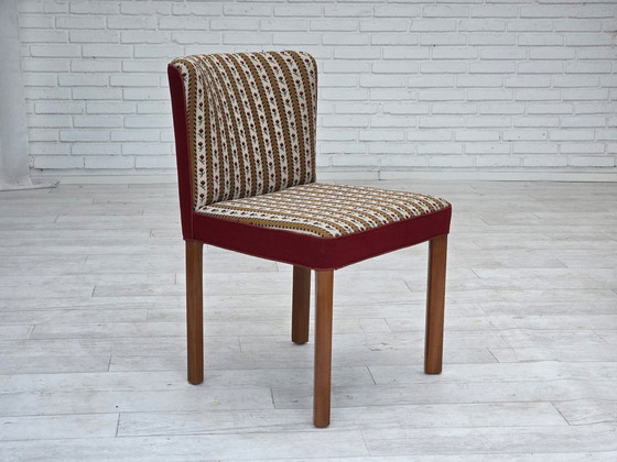 Image 1 of 1960s, set de 2 fauteuils danois, tissu traditionnel danois en laine tissée, pieds en bois de frêne.