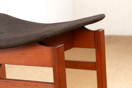 Image 1 of Coppia di sgabelli danesi in teak massello e tessuto, modello 193 di Inger Klingenberg per France & Daverkosen, 1960.