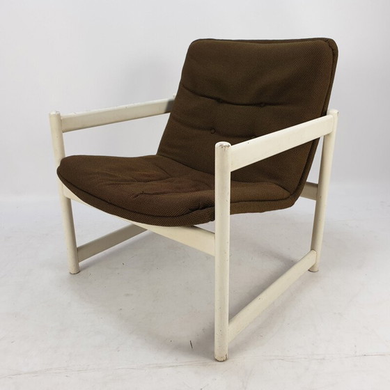 Image 1 of Pair of vintage armchairs in brown fabric for Artifort, 1960