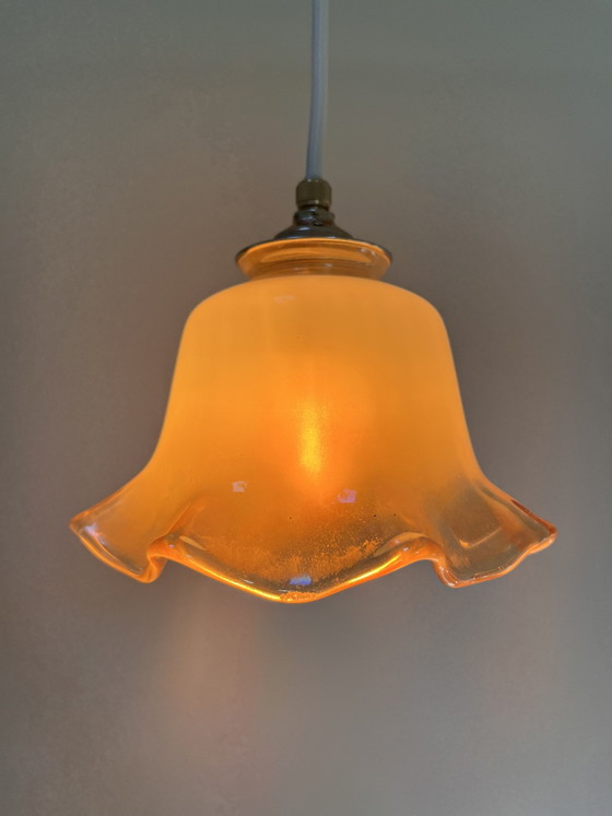 Vintage Glazen Gegolfde Klok Hanglamp – Hanglampen, Glass (photo 8 of 8)